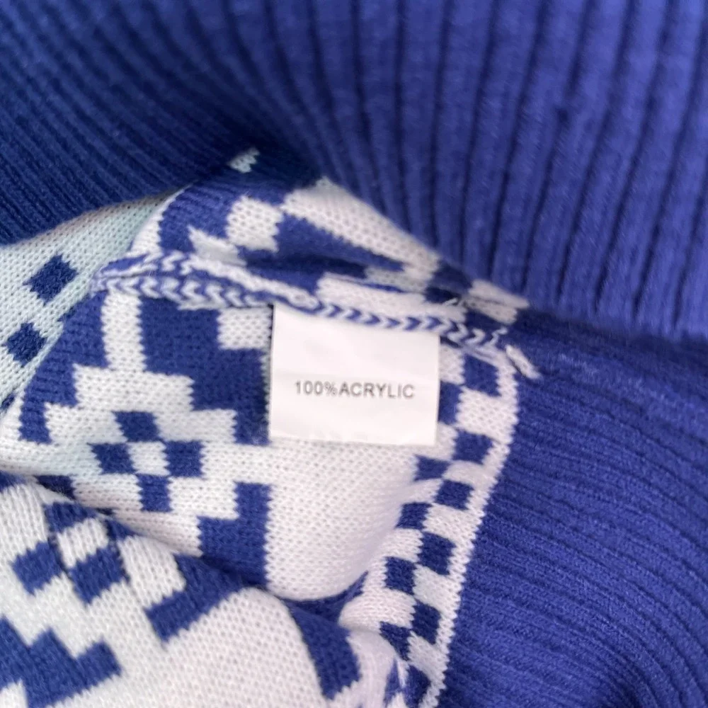 Grey Goose Vodka Ski Resort Sweater Blue Fair Isle Holiday Knit Men's Medium - Picture 8 of 8